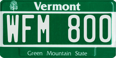 VT license plate WFM800