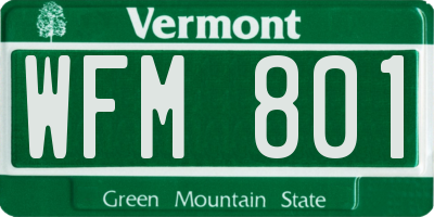 VT license plate WFM801