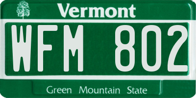VT license plate WFM802