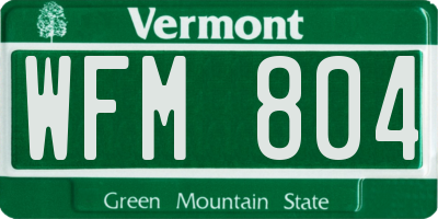 VT license plate WFM804