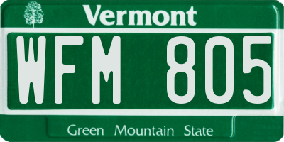 VT license plate WFM805