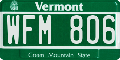 VT license plate WFM806