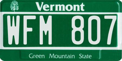 VT license plate WFM807