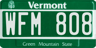 VT license plate WFM808