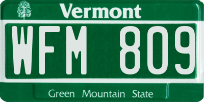 VT license plate WFM809