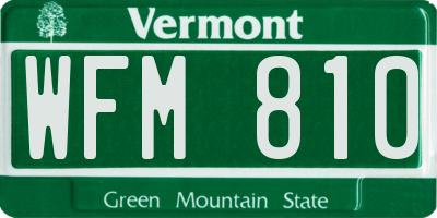 VT license plate WFM810