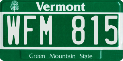 VT license plate WFM815