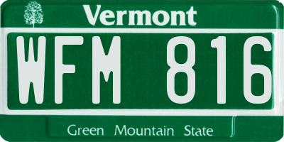 VT license plate WFM816