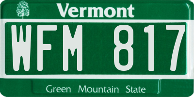 VT license plate WFM817