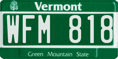 VT license plate WFM818