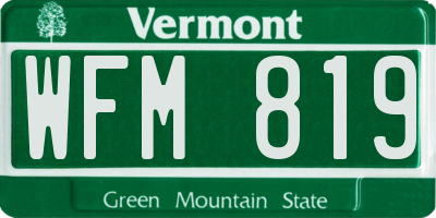 VT license plate WFM819
