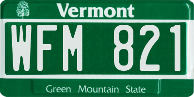 VT license plate WFM821
