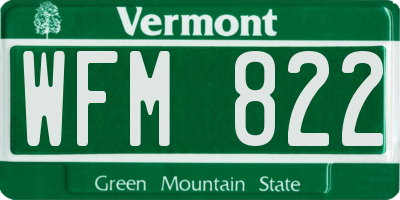 VT license plate WFM822