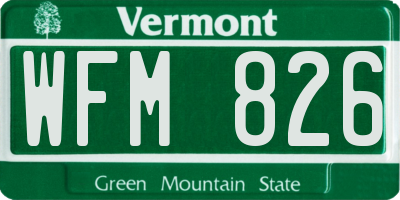 VT license plate WFM826