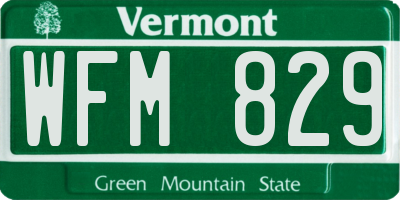 VT license plate WFM829