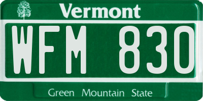 VT license plate WFM830