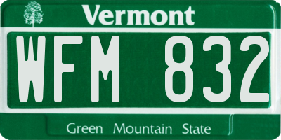 VT license plate WFM832