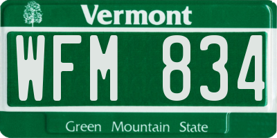 VT license plate WFM834