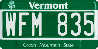 VT license plate WFM835