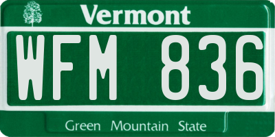 VT license plate WFM836