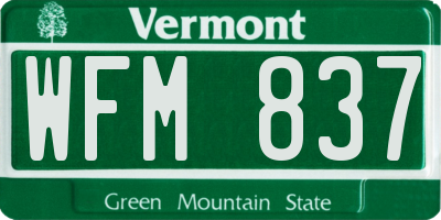 VT license plate WFM837