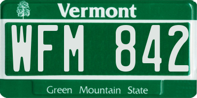 VT license plate WFM842