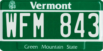 VT license plate WFM843