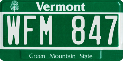 VT license plate WFM847