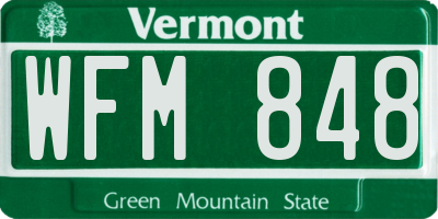 VT license plate WFM848