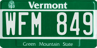 VT license plate WFM849