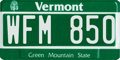 VT license plate WFM850