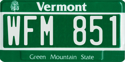 VT license plate WFM851