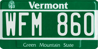 VT license plate WFM860