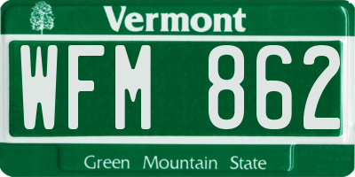 VT license plate WFM862