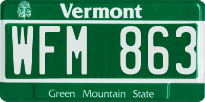 VT license plate WFM863