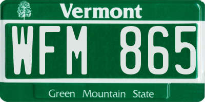 VT license plate WFM865