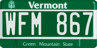 VT license plate WFM867