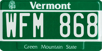 VT license plate WFM868