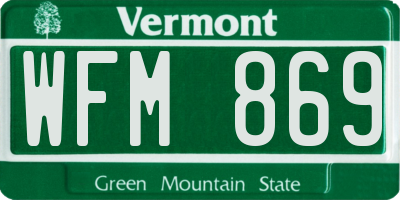 VT license plate WFM869