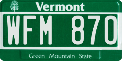 VT license plate WFM870