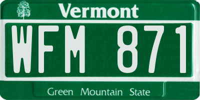 VT license plate WFM871