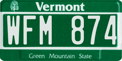 VT license plate WFM874