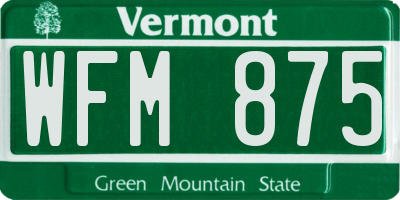 VT license plate WFM875