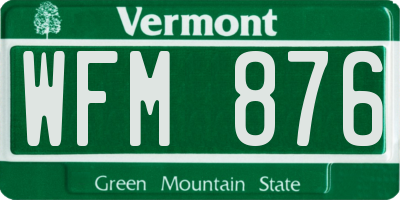 VT license plate WFM876