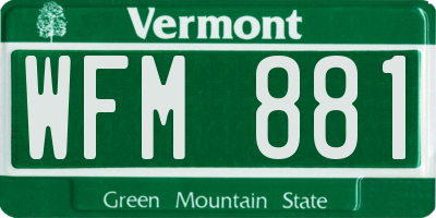 VT license plate WFM881