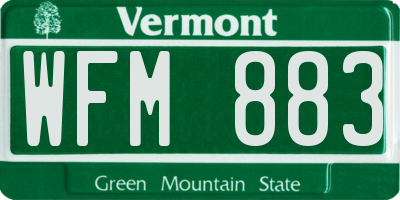 VT license plate WFM883