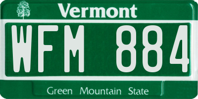 VT license plate WFM884