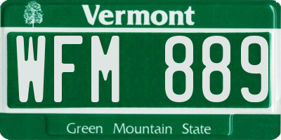 VT license plate WFM889
