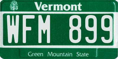 VT license plate WFM899