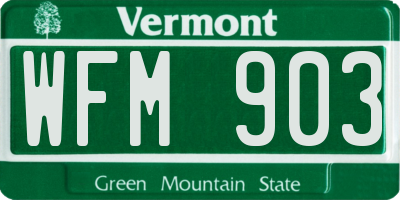 VT license plate WFM903